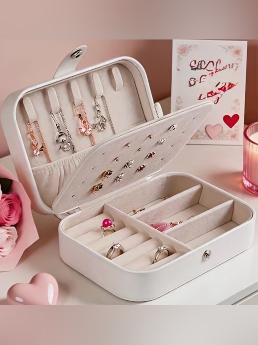 White Jewelry Organizer Box for Women